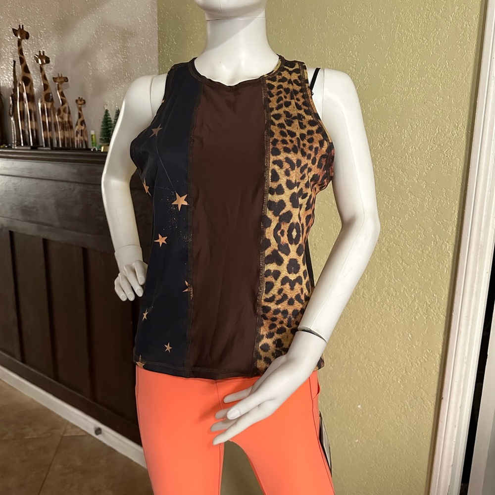 Chic Leopard and Star Pattern Tank Top upcycle from  teeki leggings